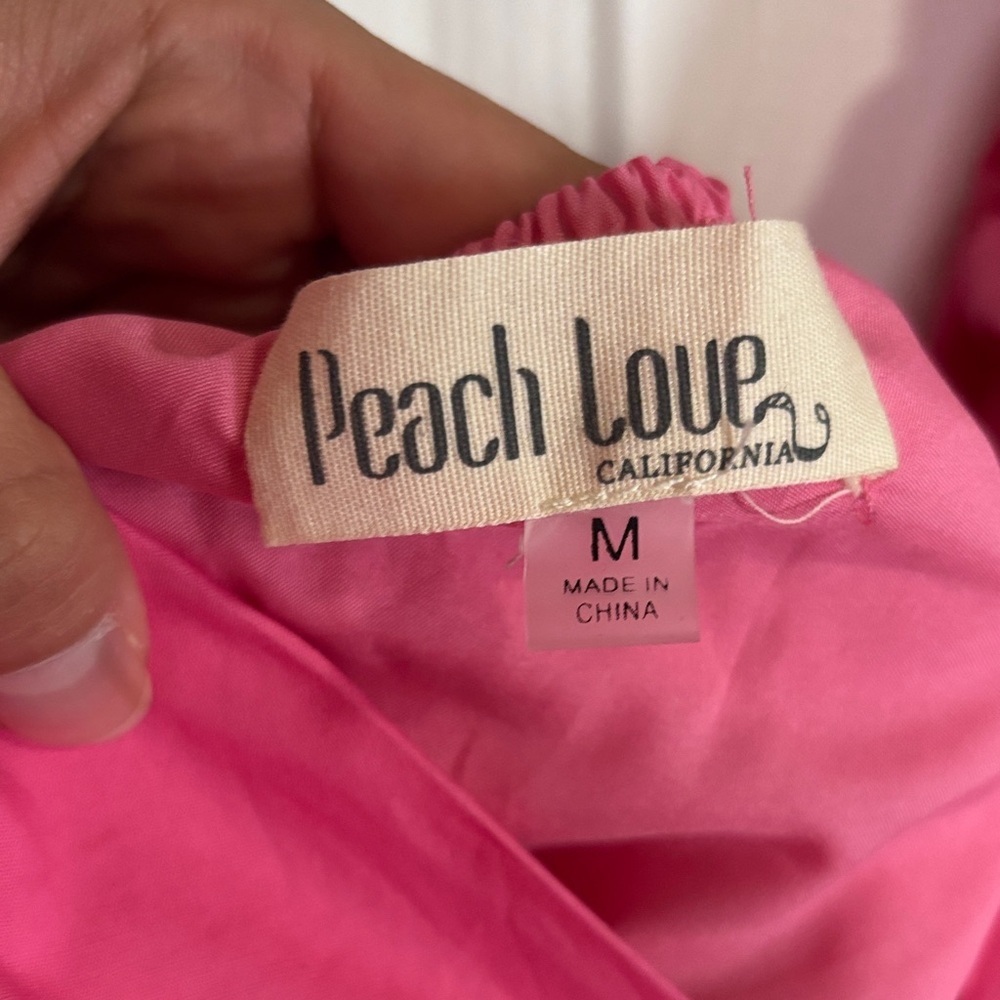 NWT Peach Love California Vibrant Pink Heart Glitter Babydoll Dress Size M - Picture 2 of 3